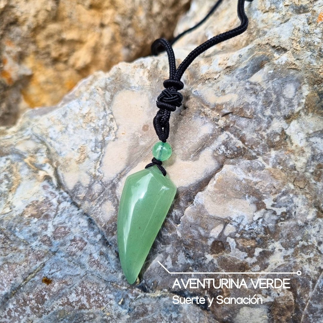 Colar de Colmillo de Lobo de Piedra Natural - Aventurinne
