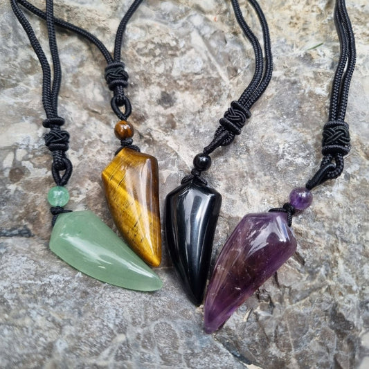 Natural Gemstone Wolf Tooth Necklace - Aventurinne