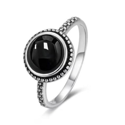 Sterling Silver Black Onyx Protective Ring - Aventurinne
